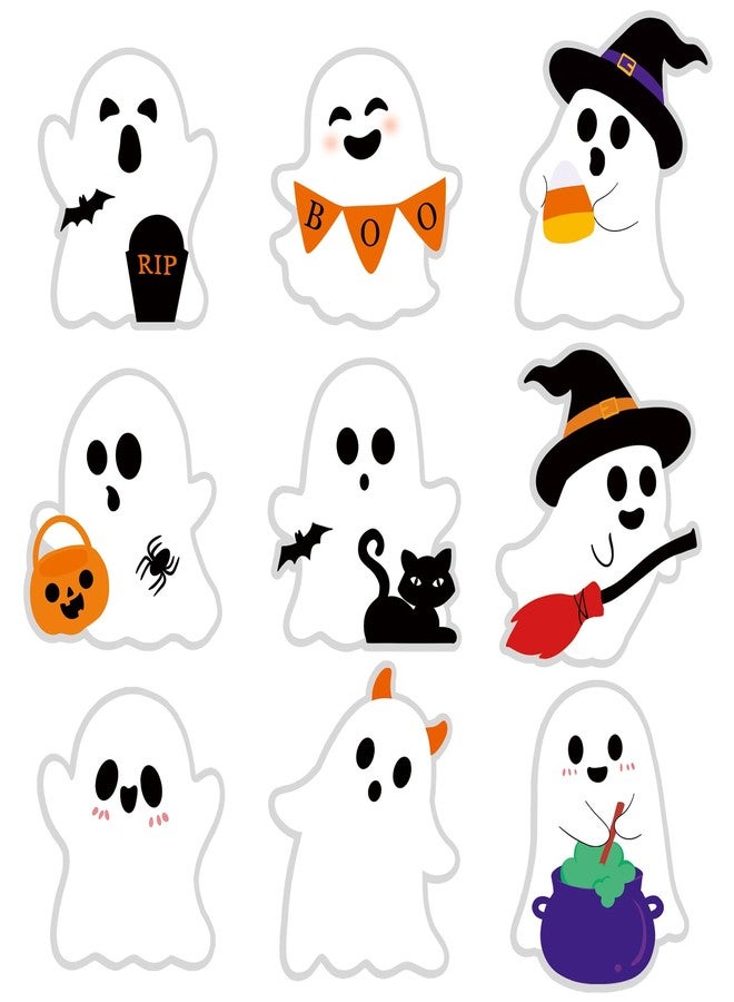 COCHIE Cute Halloween Stickers Decorations, 108pcs 2 Inch Self-Adhesive Halloween Ghost Stickers Tags Label Decal for Envelopes Craft Card Seal Gifts Candy Bags Party Decor Supplies (Cute Ghost) - Image 1